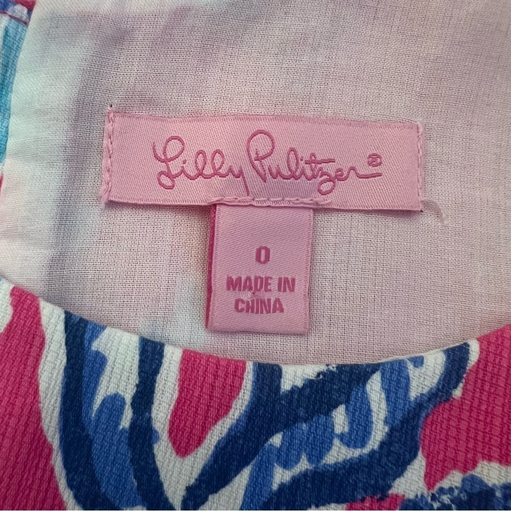 Lilly Pulitzer Pink and Blue Coral Print Shift Dress - Picture 4 of 4